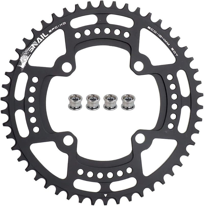 FOMTOR 104 BCD Chainring (30-52T) 7-12 Speed Compatible CNC 7075 Aluminum Narrow Wide Tooth Round Oval Chainrings for MTB/Road Bike Ebike Chainwheel Black/Red - Image 1